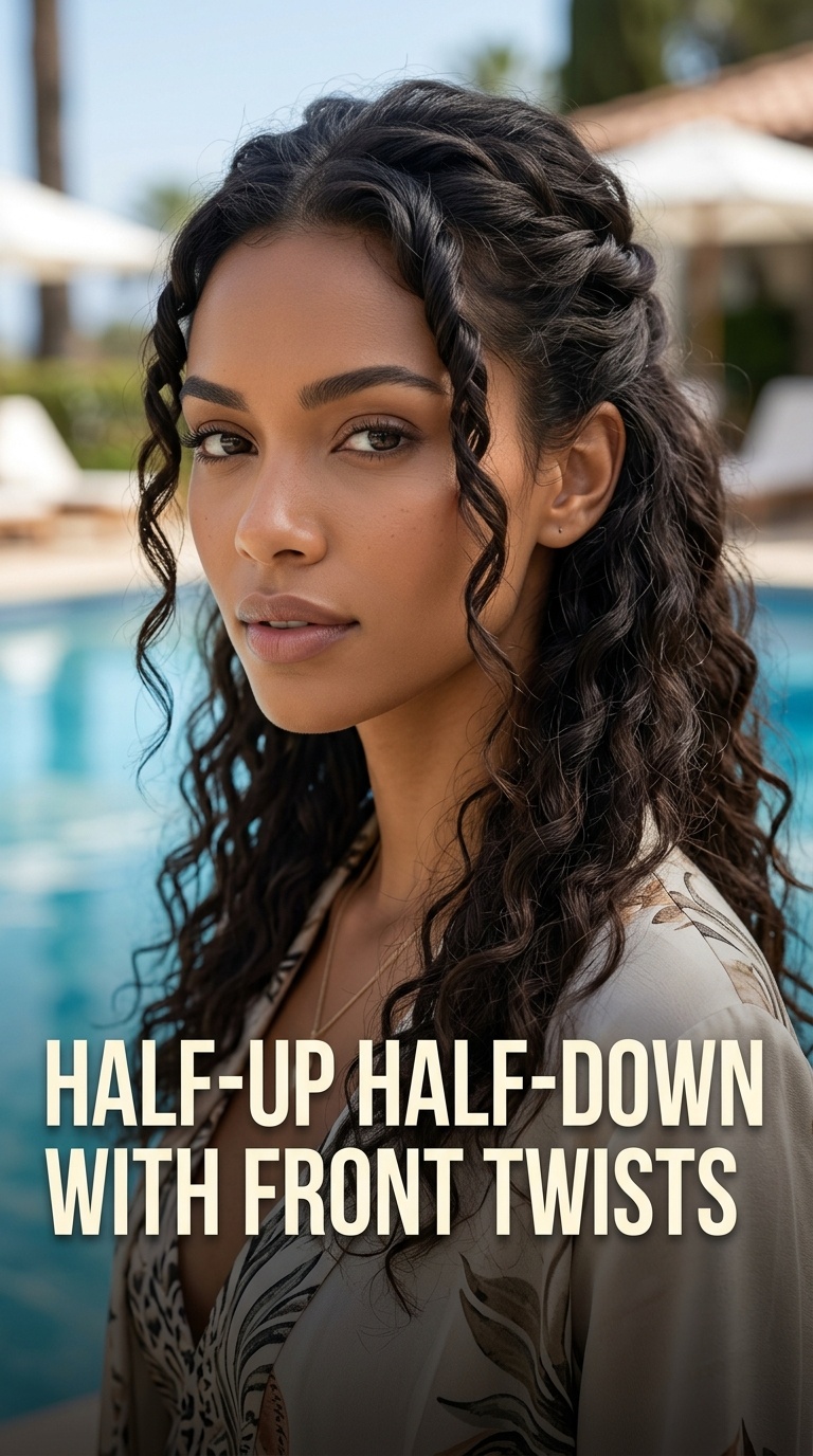 Half-Up Half-Down with Front Twists
