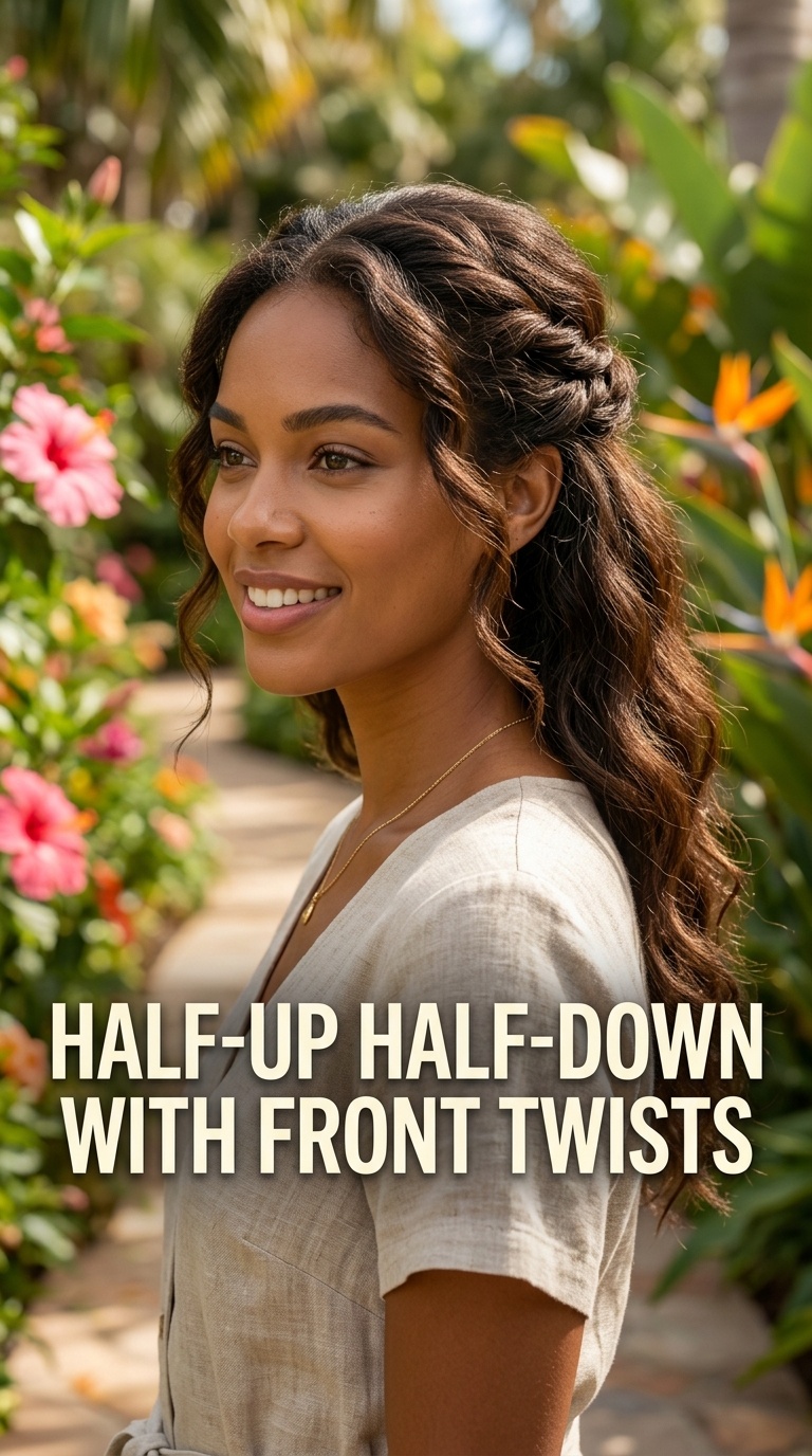 Half-Up Half-Down with Front Twists