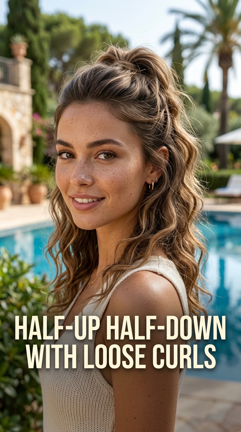 Half-Up Half-Down with Loose Curls