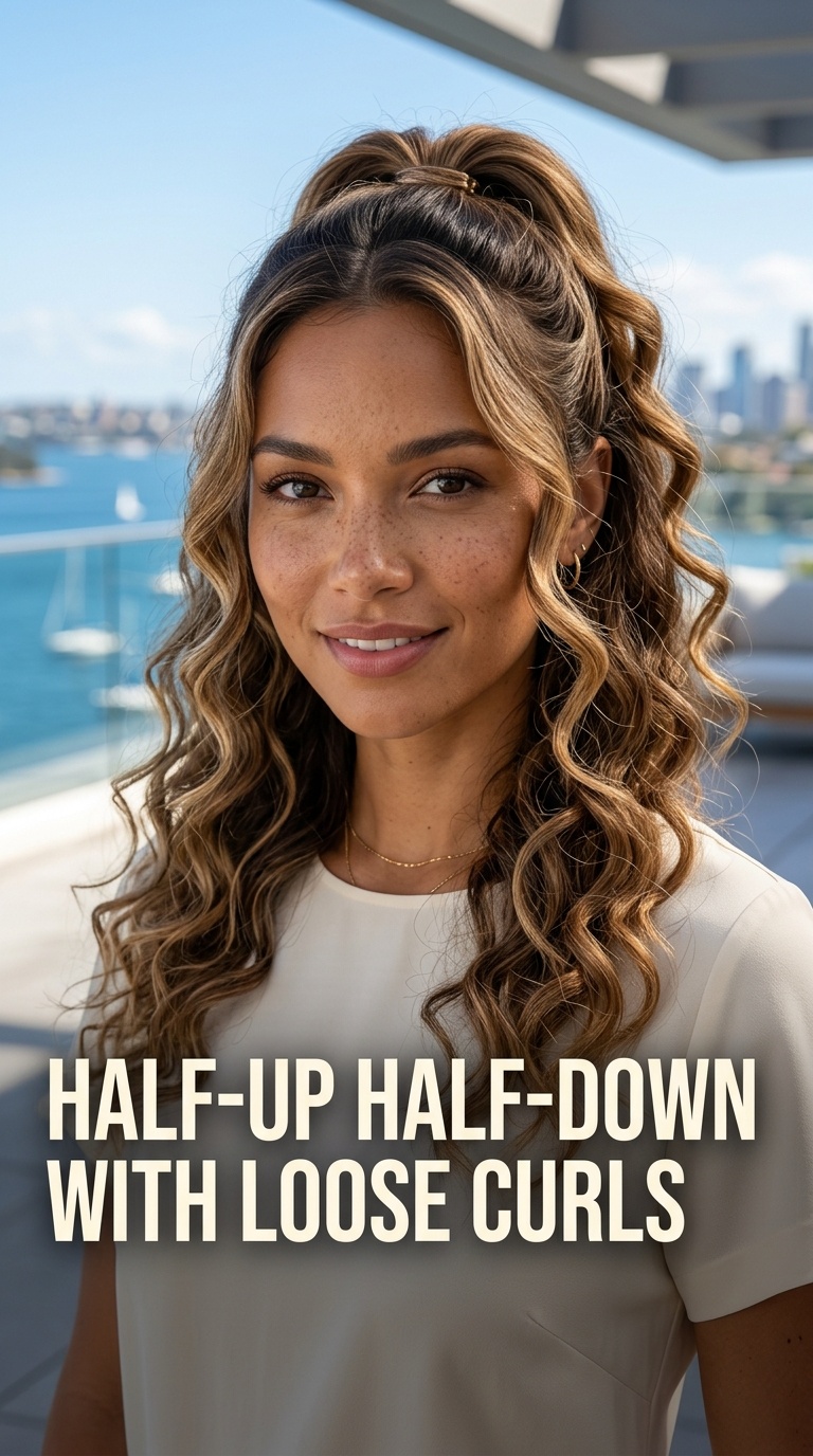 Half-Up Half-Down with Loose Curls