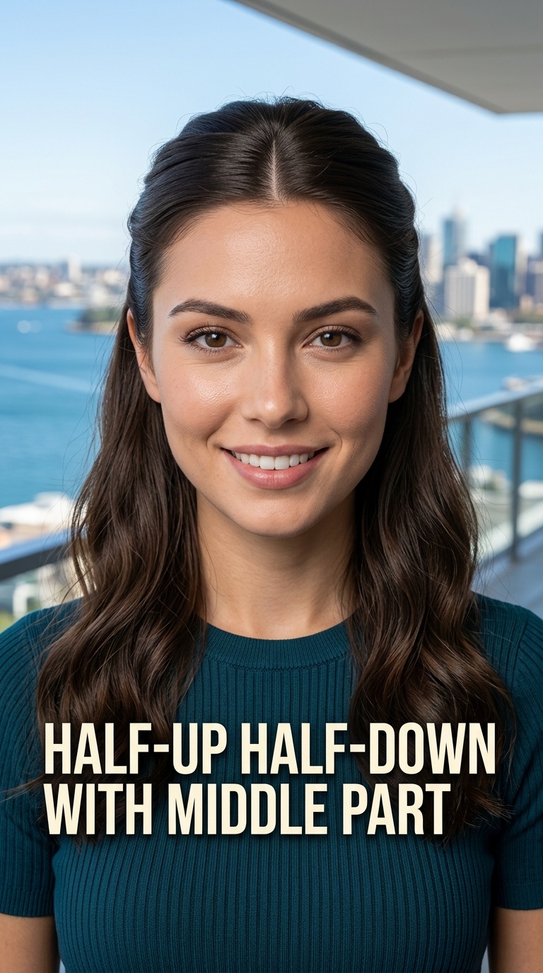 Half-Up Half-Down with Middle Part