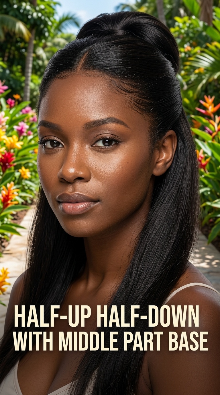 Half-Up Half-Down with Middle Part Base