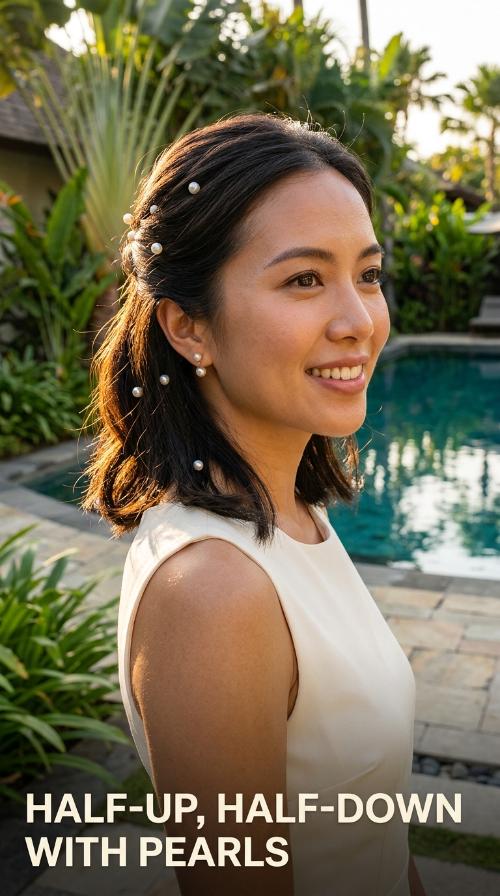 Half-Up, Half-Down with Pearls