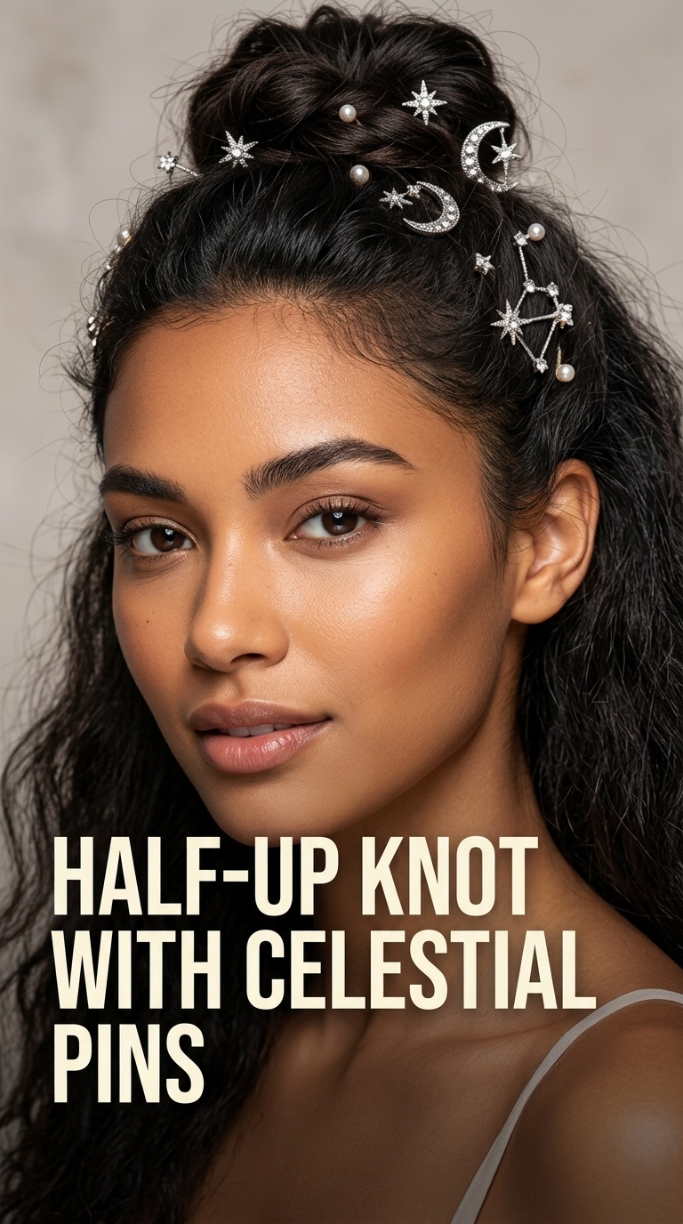 Half-Up Knot with Celestial Pins