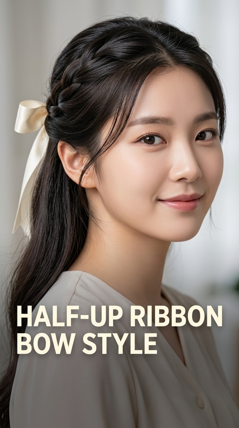 Half-Up Ribbon Bow Style