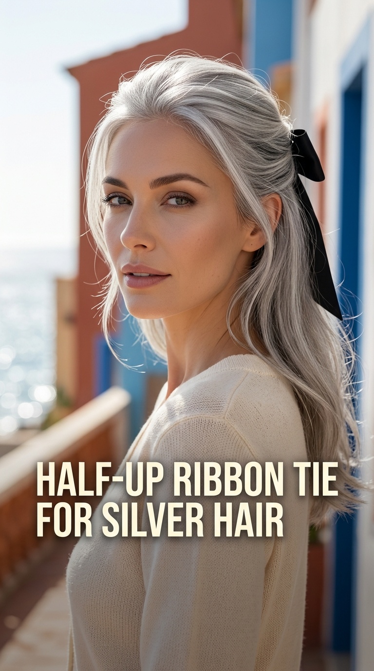 Half-Up Ribbon Tie for Silver Hair