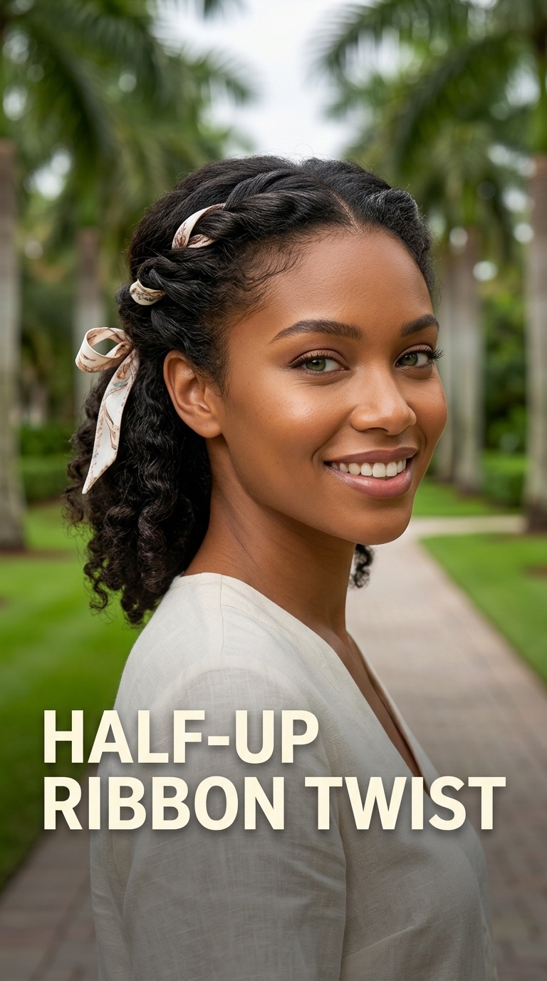Half-Up Ribbon Twist