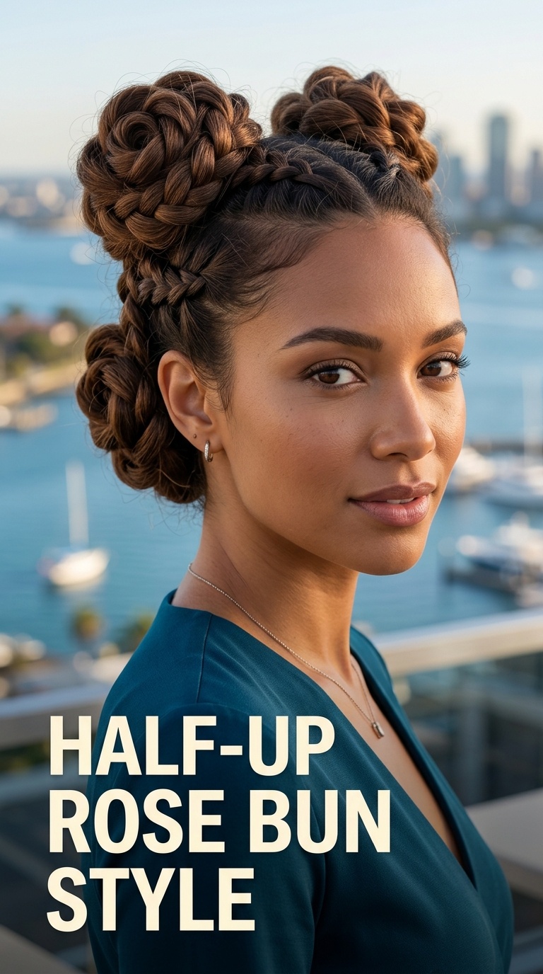 Half-Up Rose Bun Style