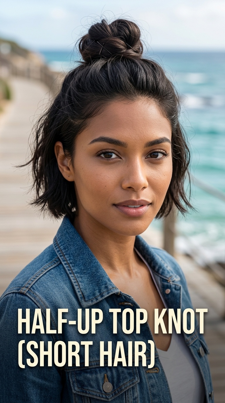 Half-Up Top Knot (Short Hair)