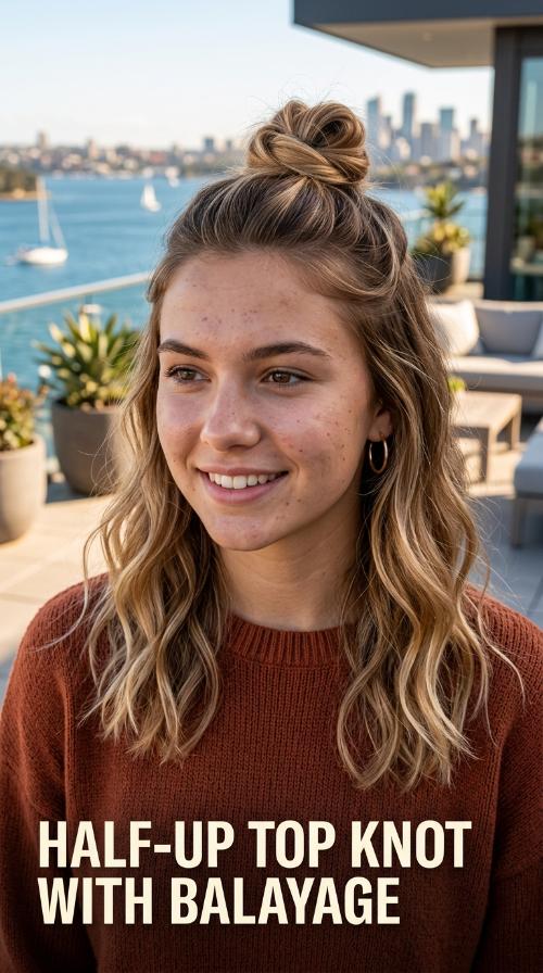 Half-Up Top Knot with Balayage