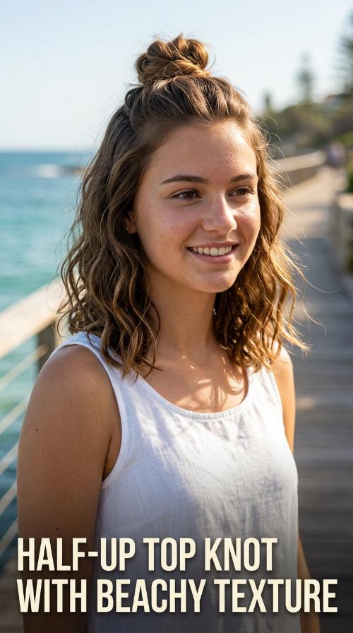 Half-Up Top Knot with Beachy Texture
