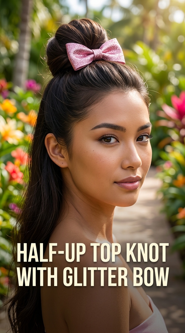 Half-Up Top Knot with Glitter Bow