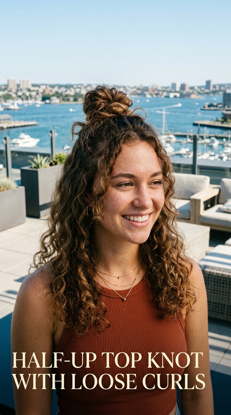 Half-Up Top Knot with Loose Curls