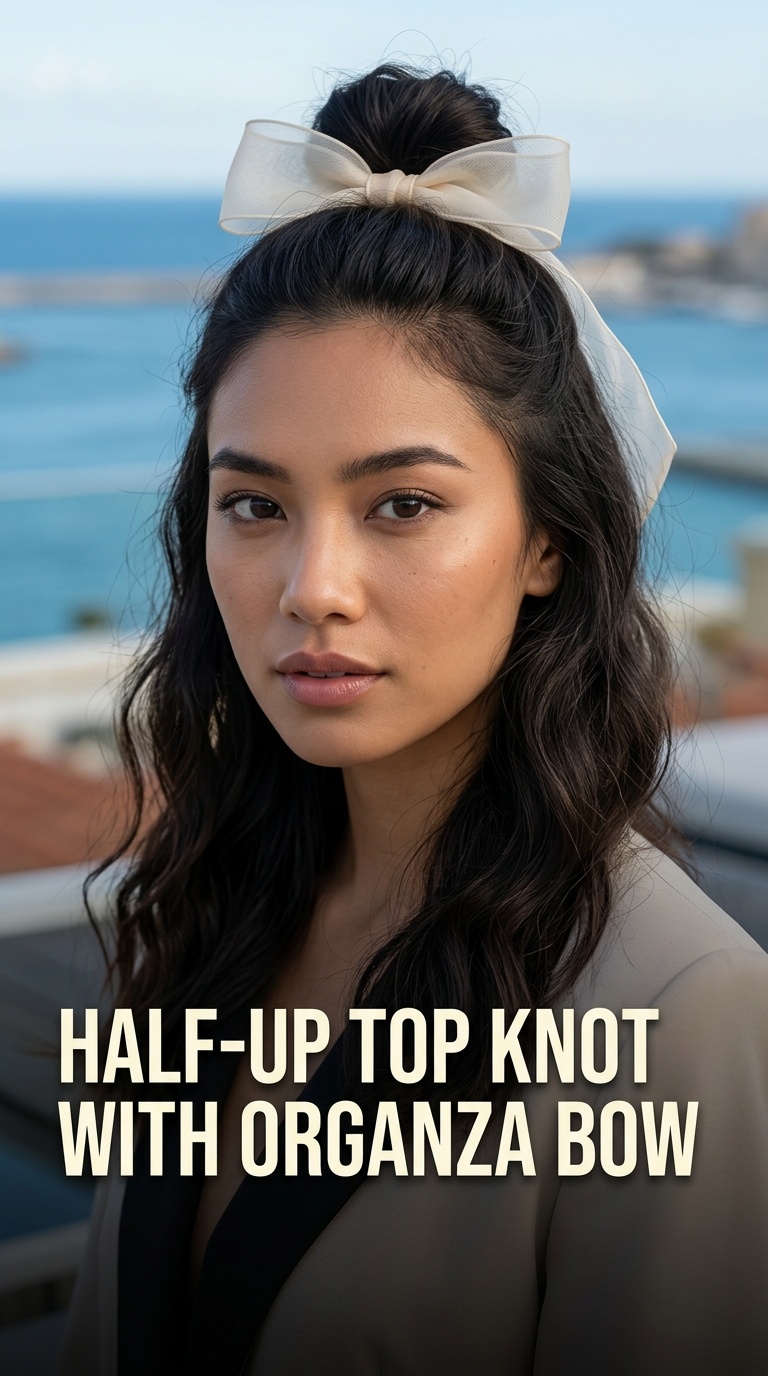 Half-Up Top Knot with Organza Bow