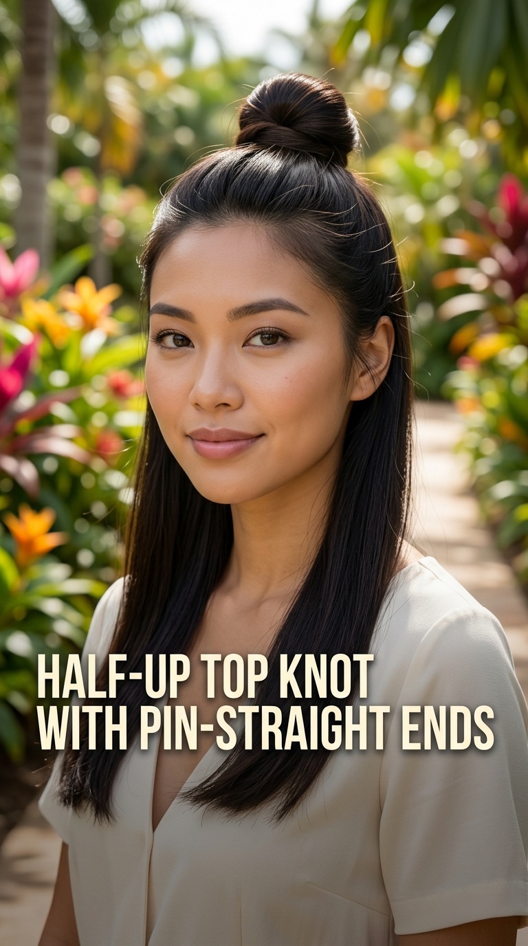Half-Up Top Knot with Pin-Straight Ends
