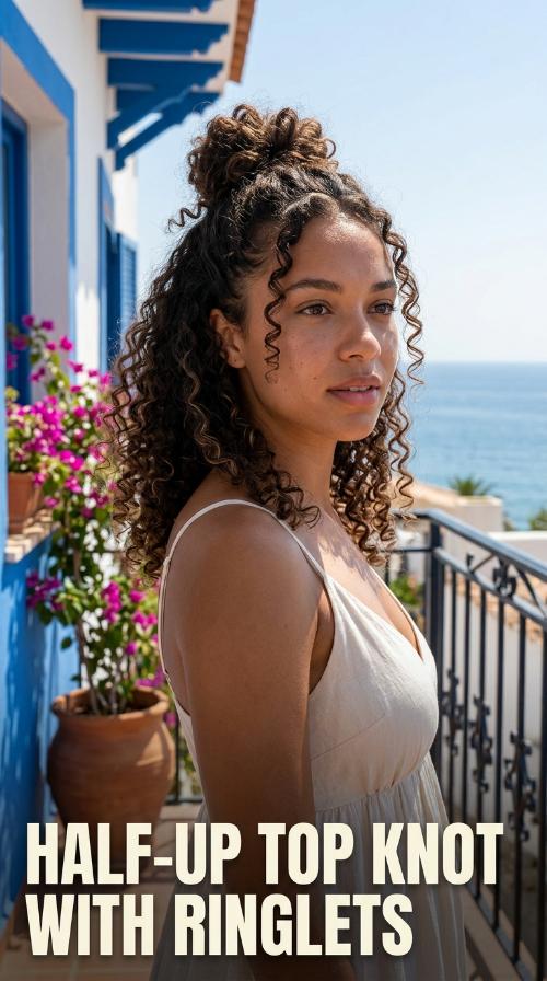 Half-Up Top Knot with Ringlets