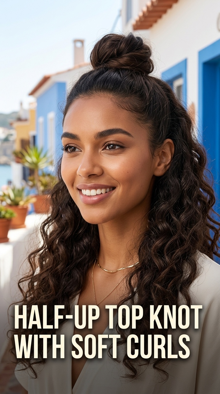Half-Up Top Knot with Soft Curls