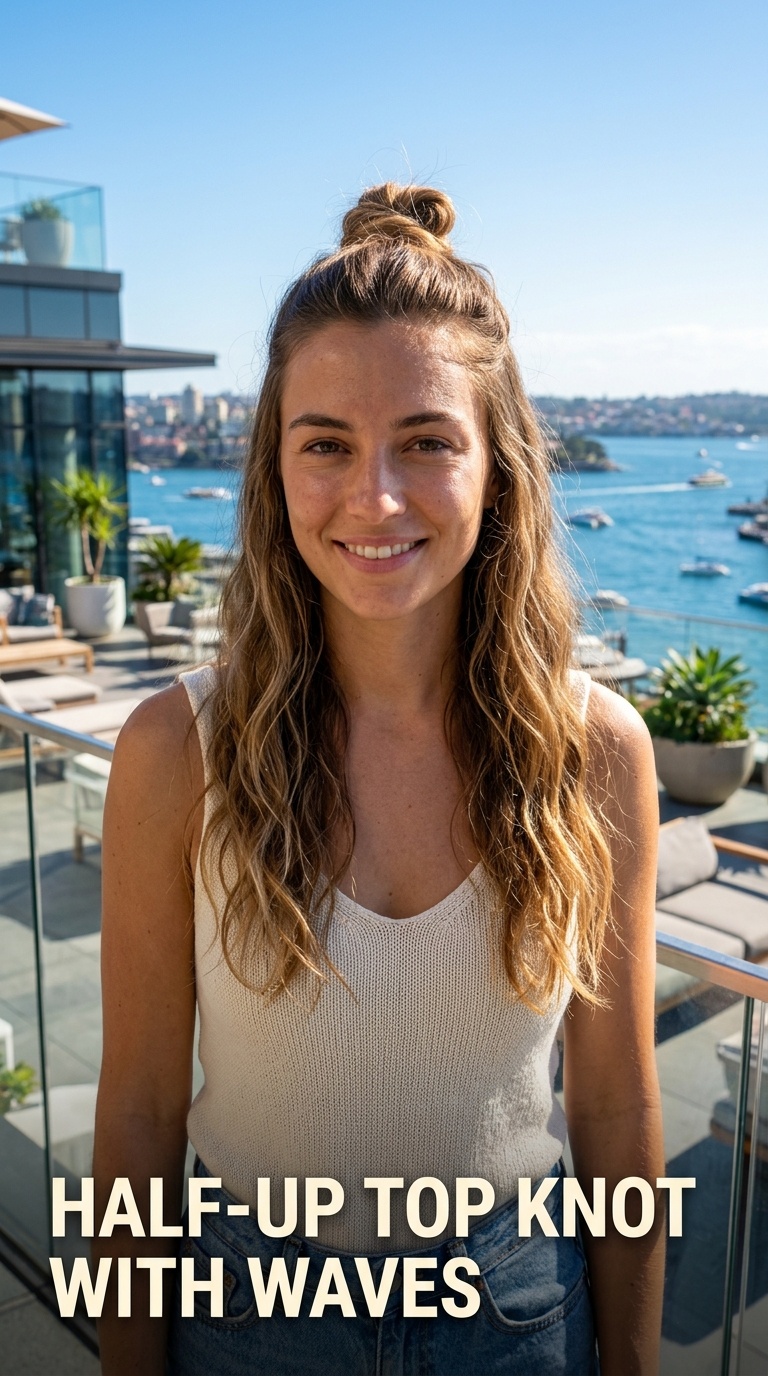 Half-Up Top Knot with Waves
