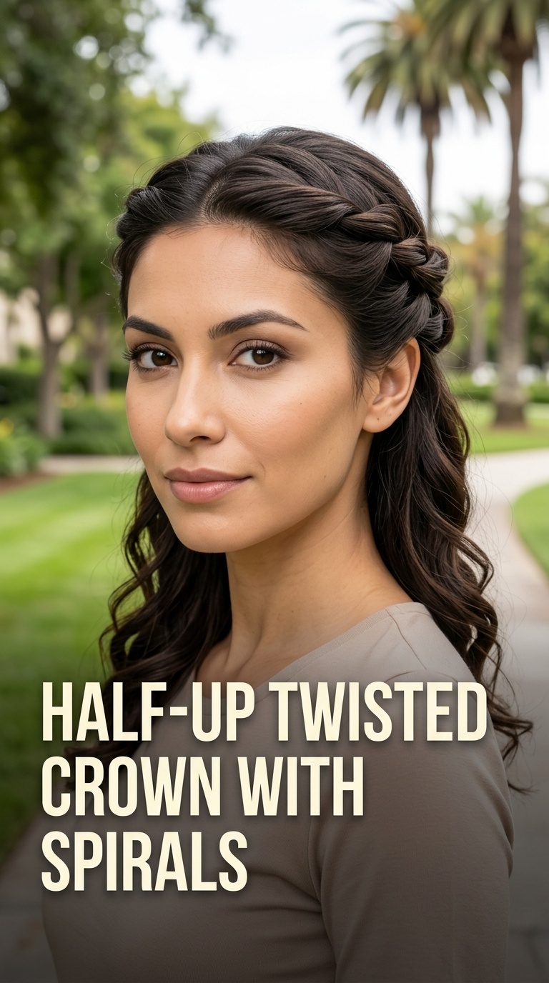 Half-Up Twisted Crown with Spirals