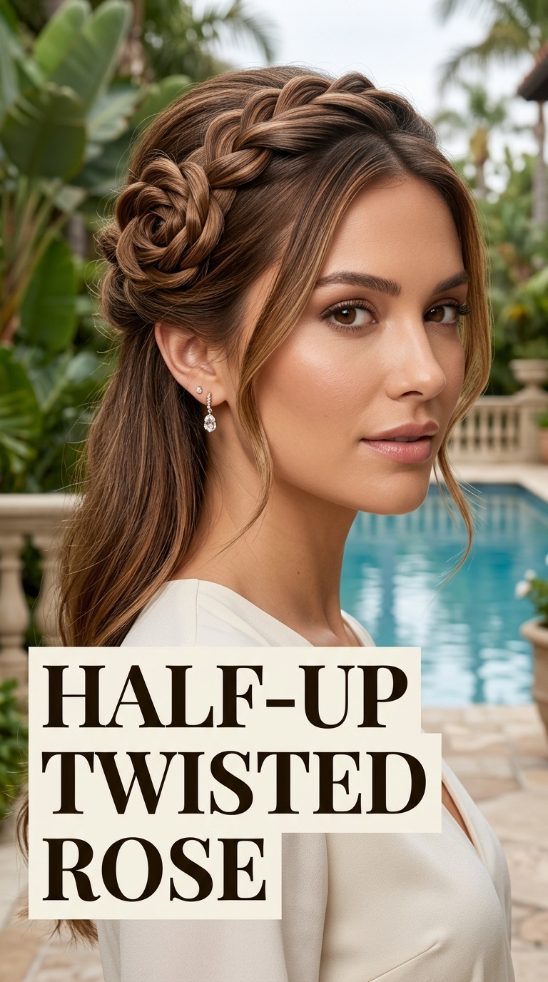 Half-Up Twisted Rose