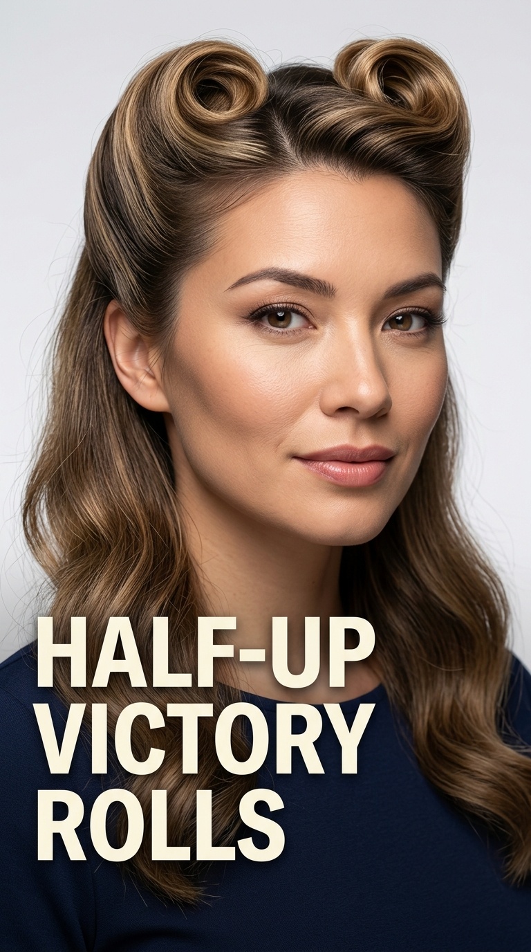 Half-Up Victory Rolls