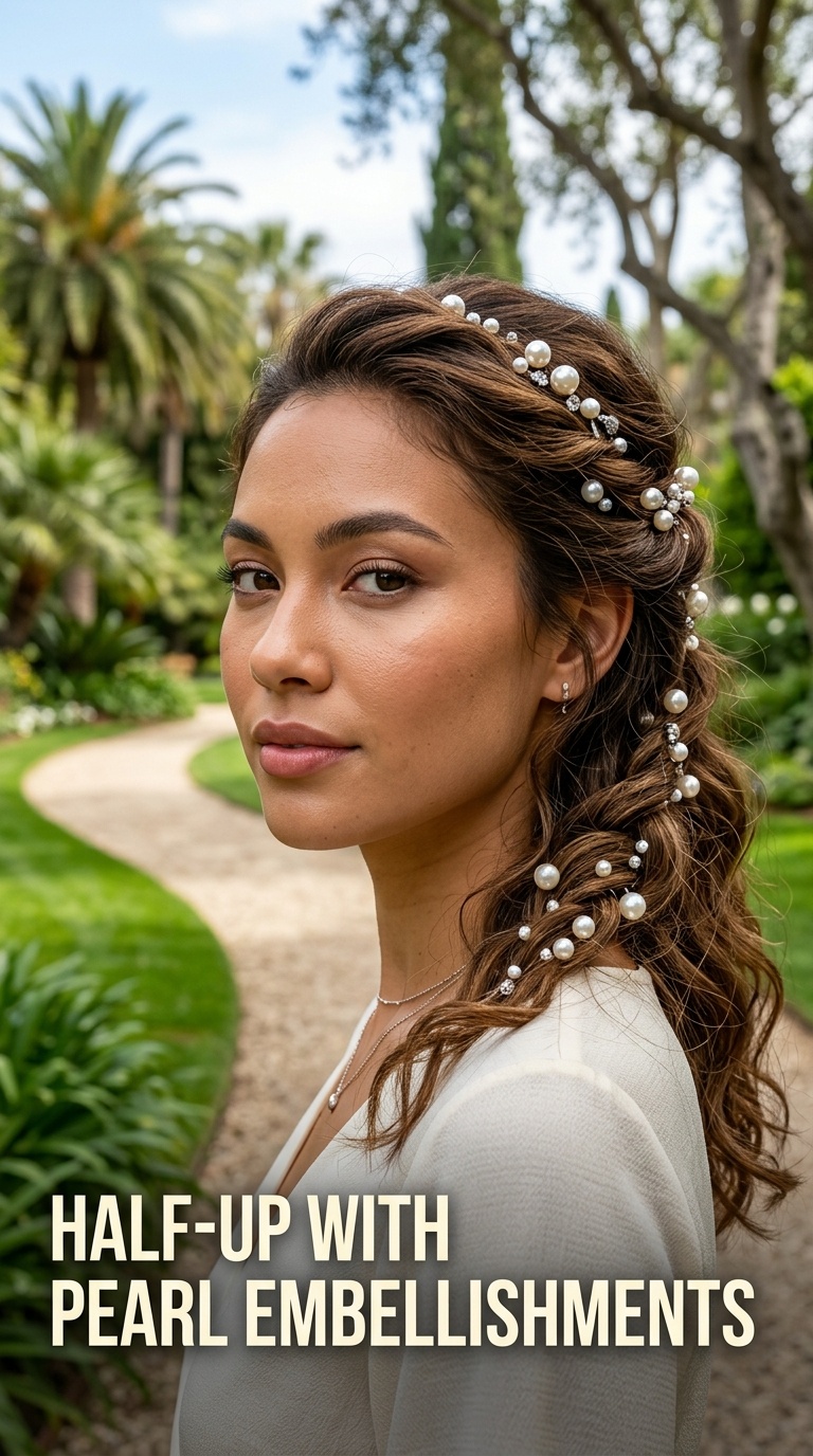 Half-Up with Pearl Embellishments