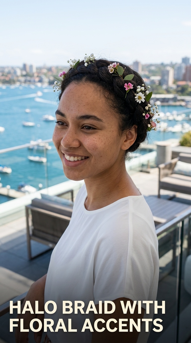 Halo Braid with Floral Accents