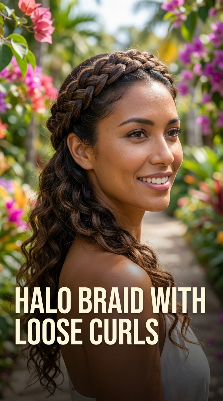 Halo Braid with Loose Curls