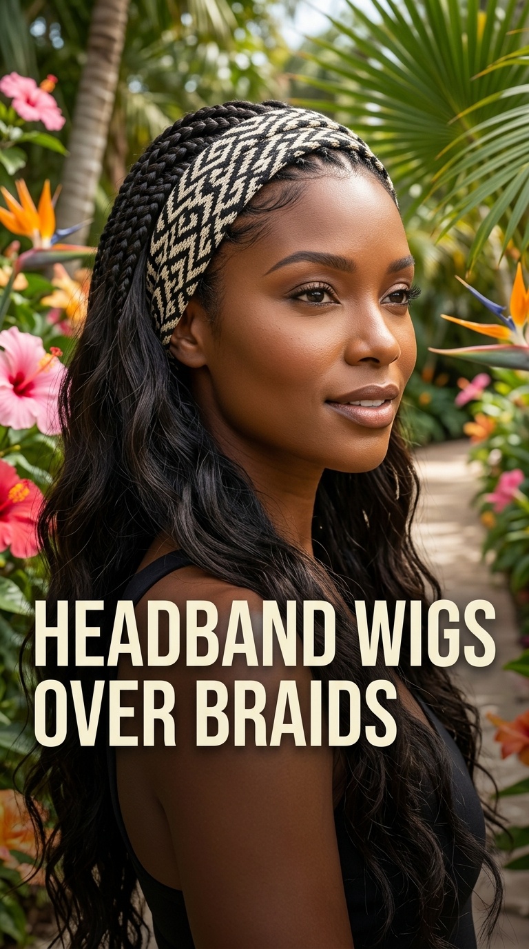 Headband Wigs over Braids