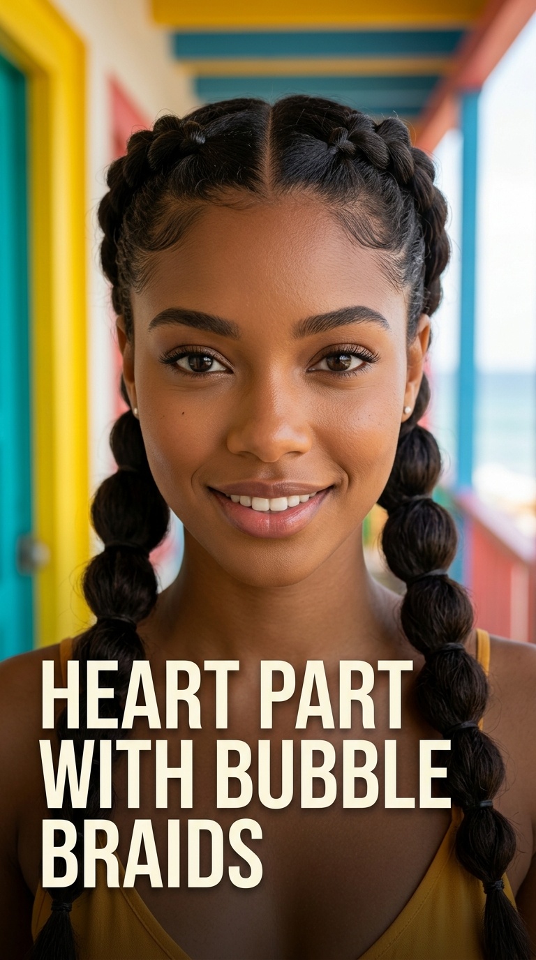 Heart Part with Bubble Braids