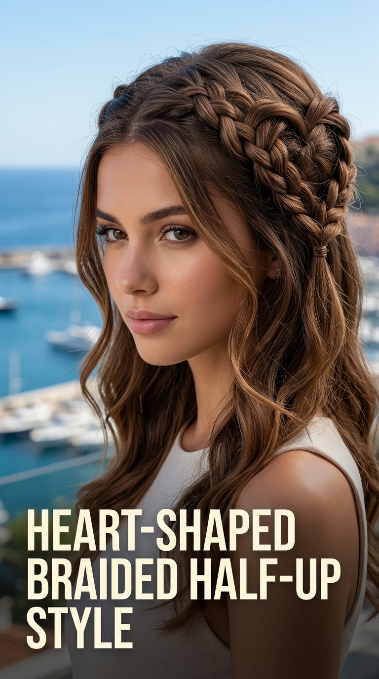 Heart-Shaped Braided Half-Up Style