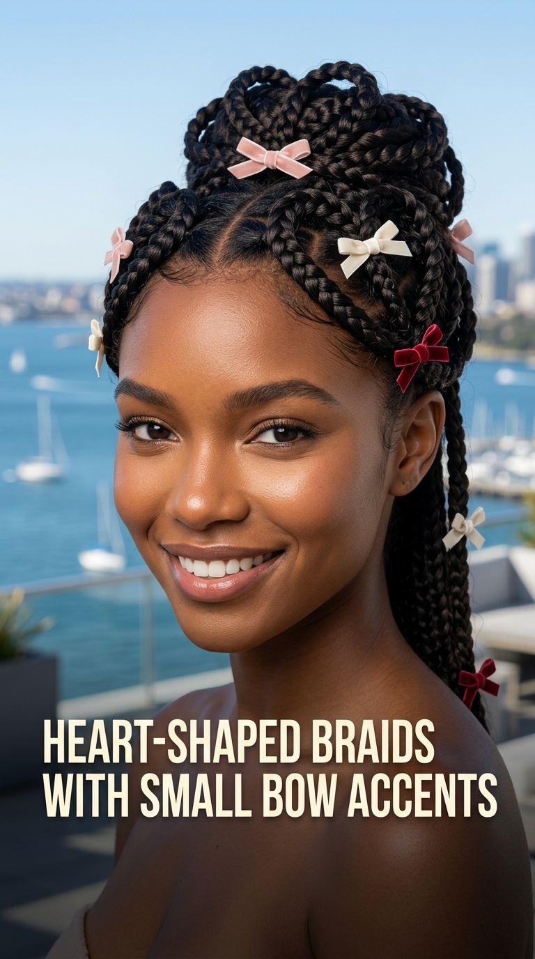 Heart-Shaped Braids with Small Bow Accents
