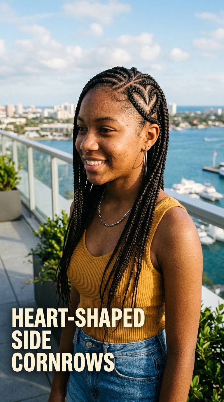 Heart-Shaped Side Cornrows