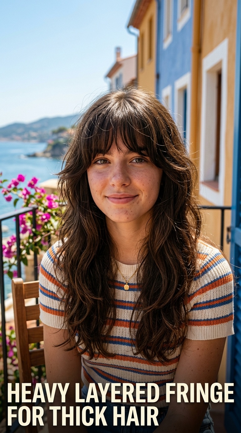 Heavy Layered Fringe for Thick Hair