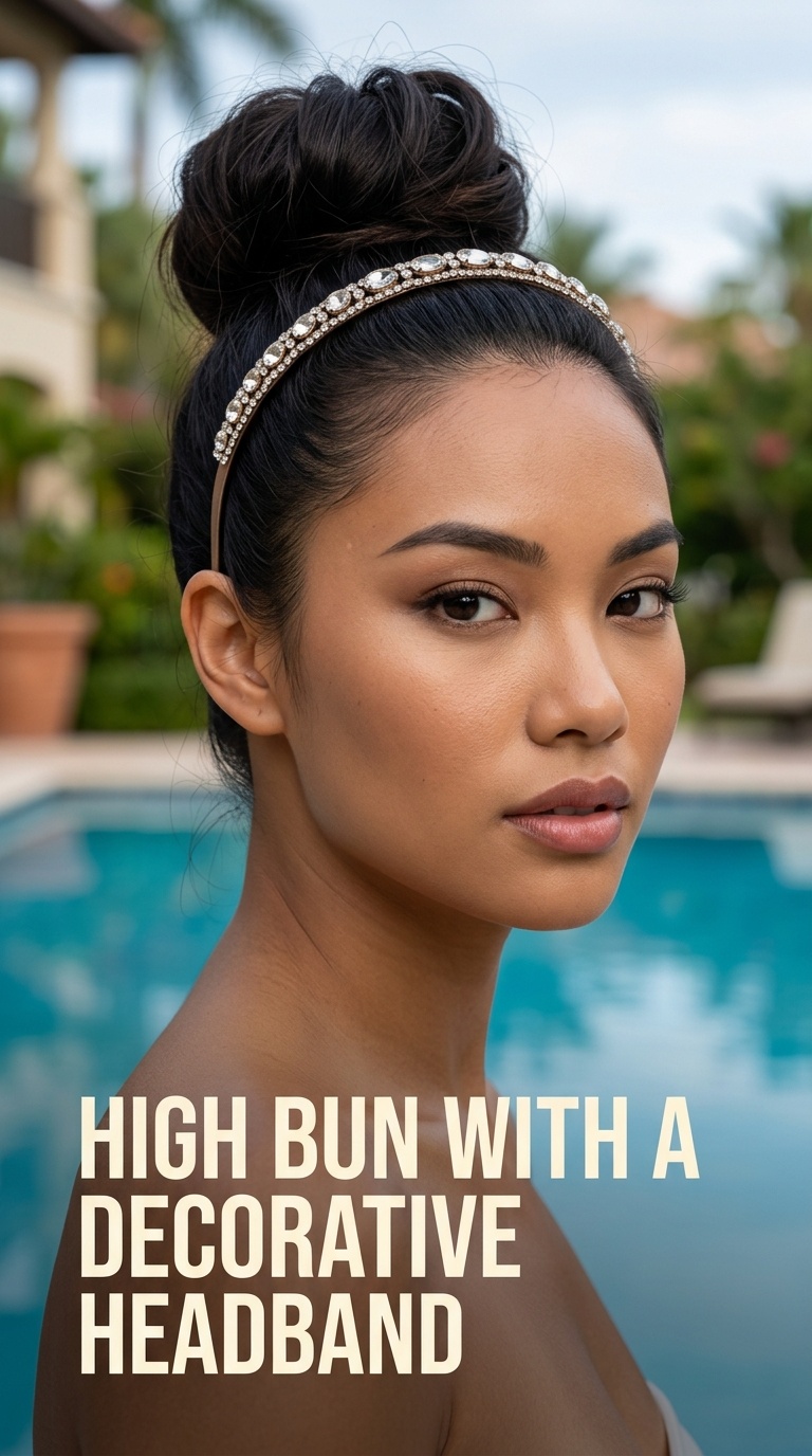 High Bun with a Decorative Headband
