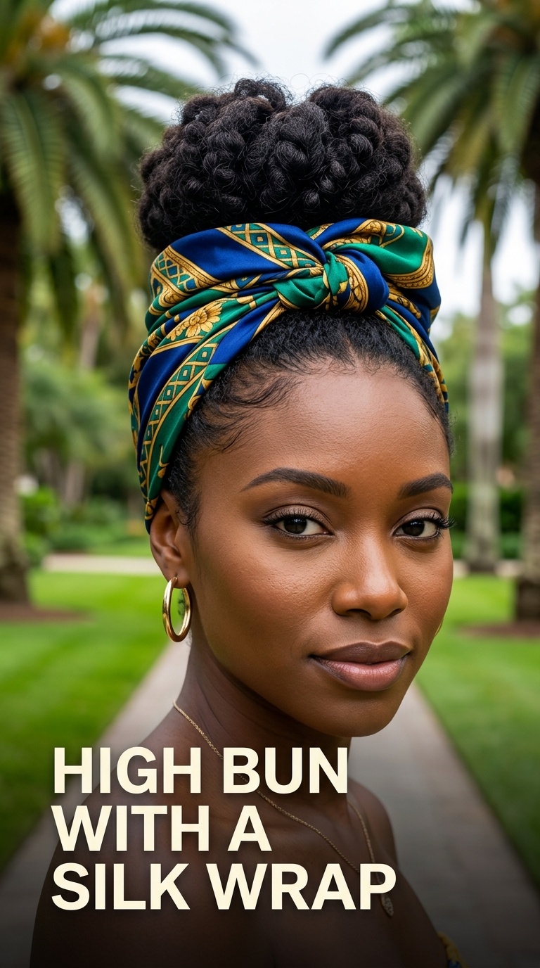 High Bun with a Silk Wrap