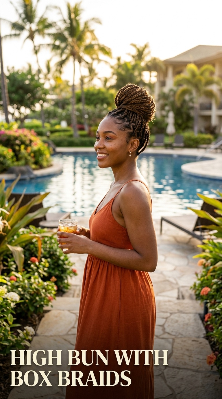 High Bun with Box Braids