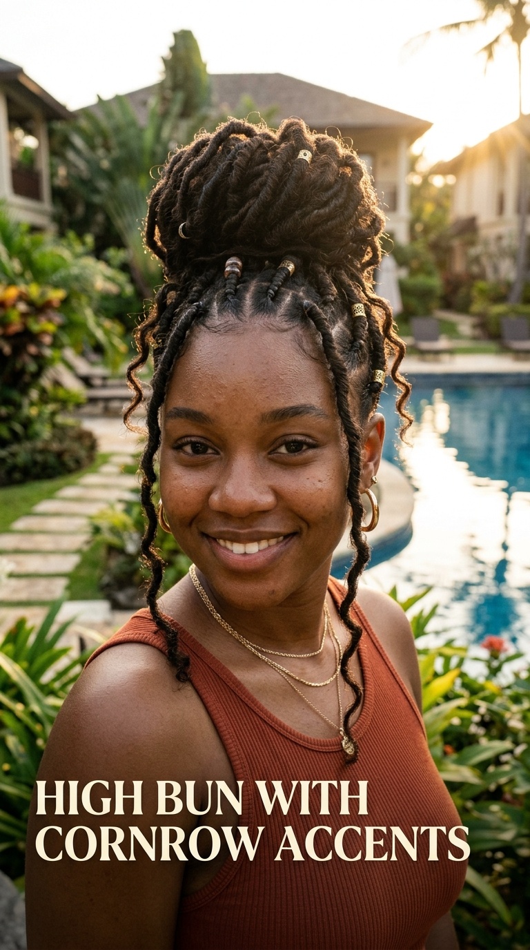 High Bun with Cornrow Accents