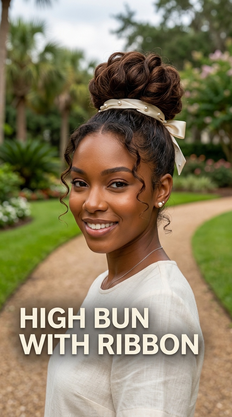 High Bun with Ribbon