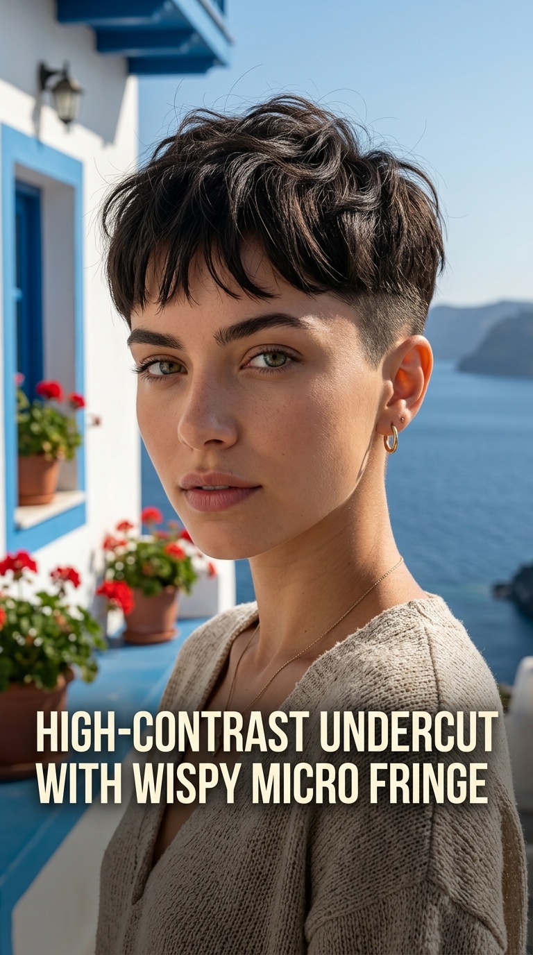 High-Contrast Undercut with Wispy Micro Fringe