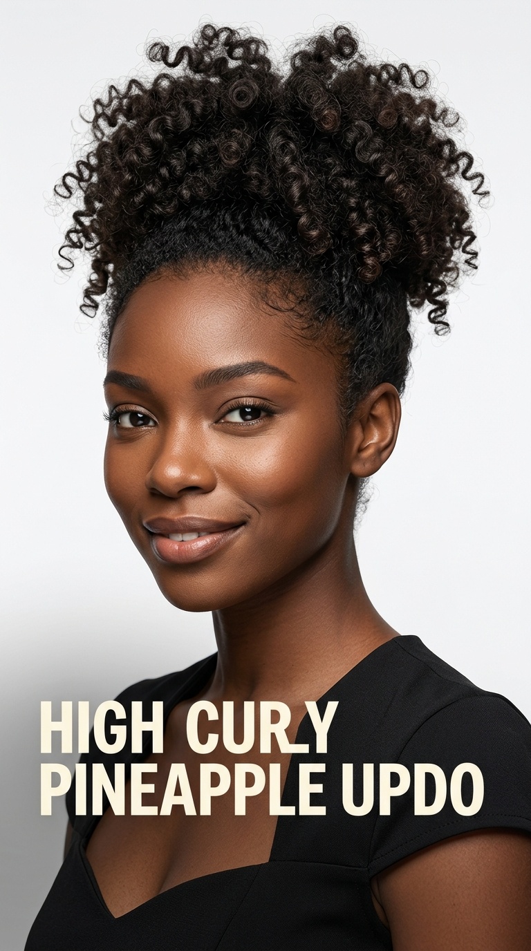 High Curly Pineapple Updo