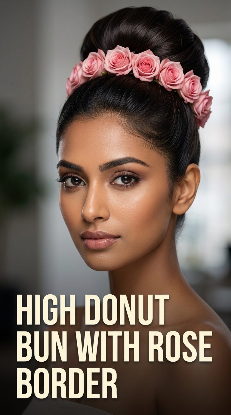 High Donut Bun with Rose Border