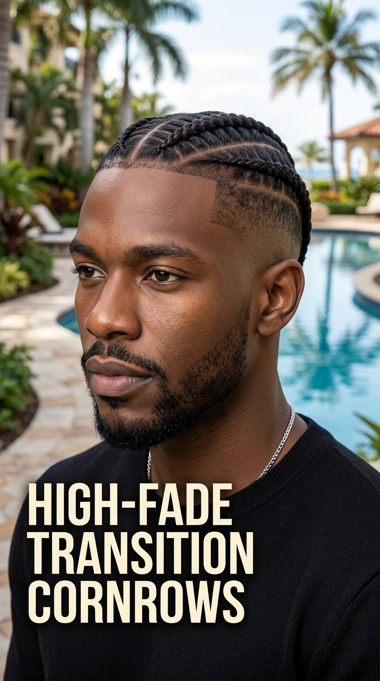High-Fade Transition Cornrows