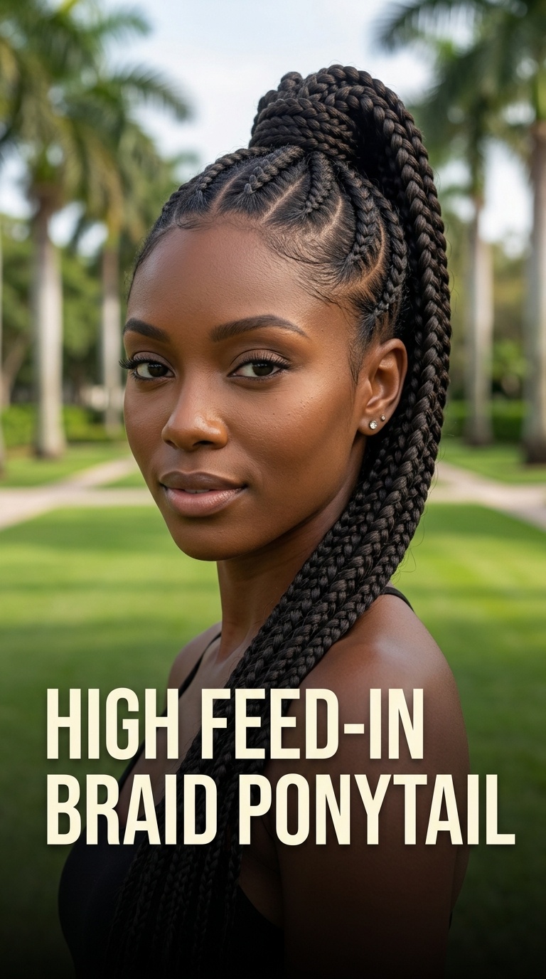 High Feed-in Braid Ponytail