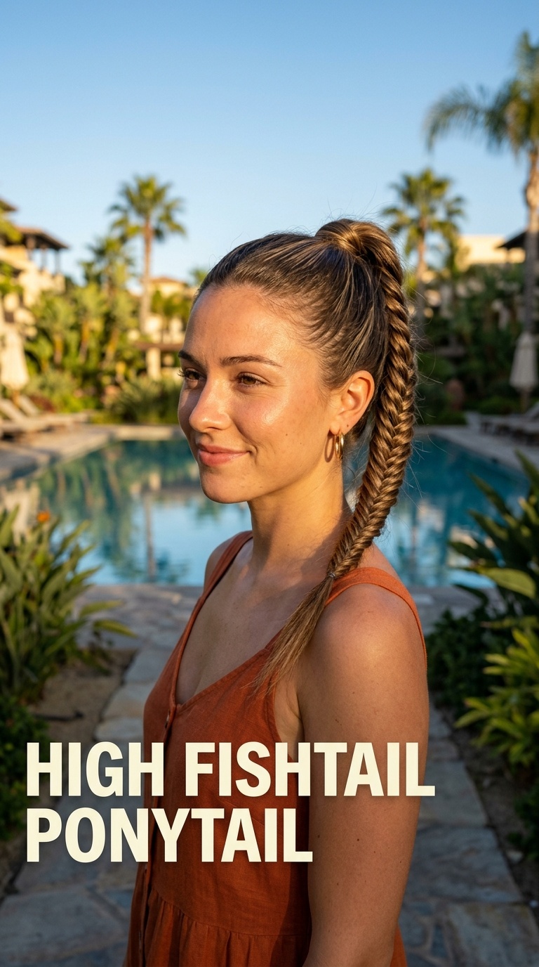 High Fishtail Ponytail
