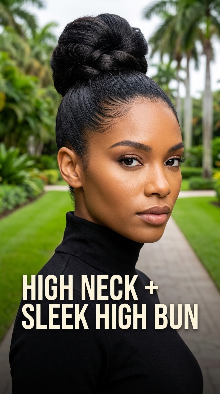 High Neck + Sleek High Bun