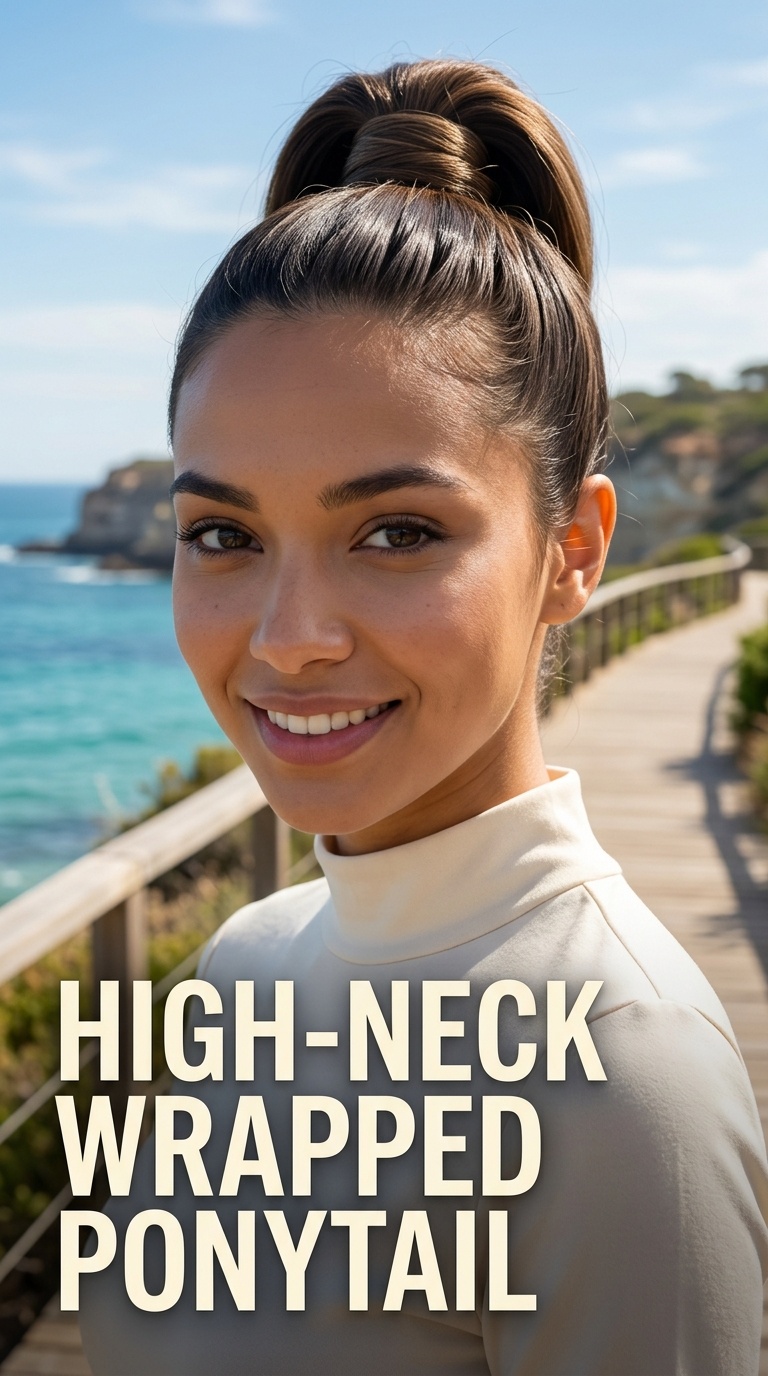 High-Neck Wrapped Ponytail