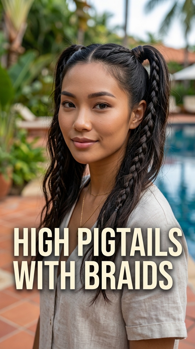 High Pigtails with Braids
