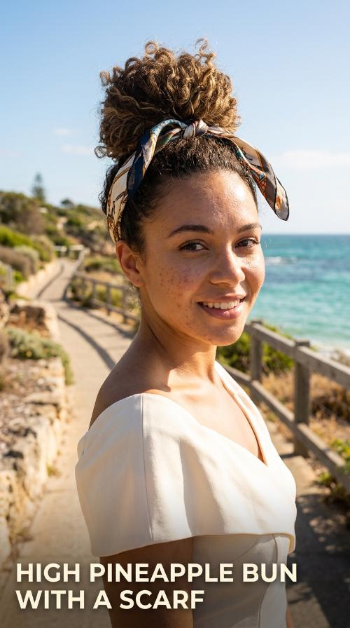 High Pineapple Bun with a Scarf