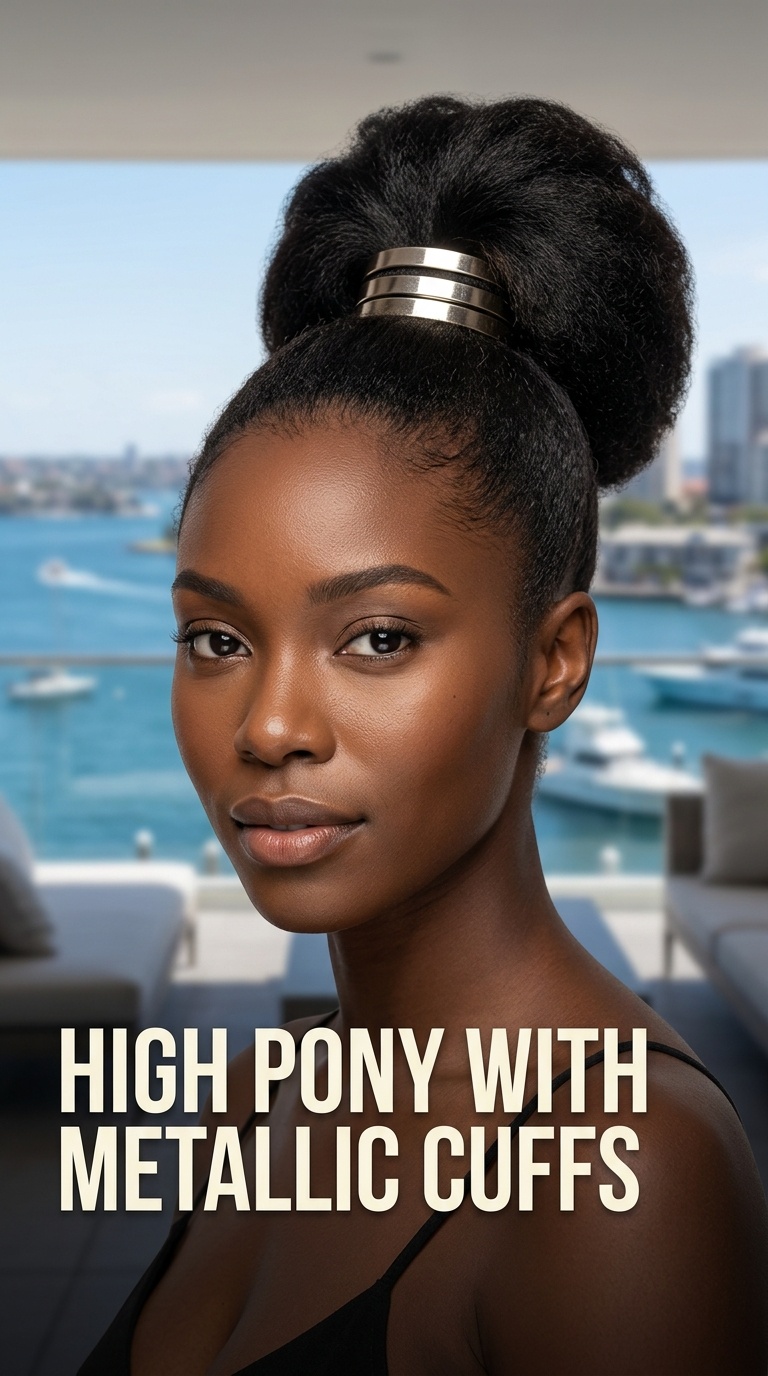 High Pony with Metallic Cuffs